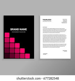Pink rectangular abstract elegant business formal letterhead design template orint ready