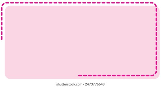 Pink rectangular background and black frame with rounded corners on a white backdrop. Block or message box and chat comments