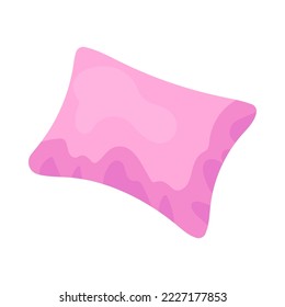 Pink rectangular pillow vector illustration. Cartoon drawing with cushion for bed. Element for advertisement template isolated on white background. Home interior, textile concept