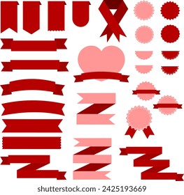 Iconos de banner rosa y rojo 