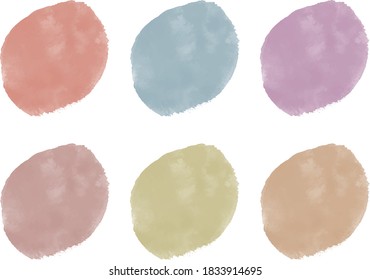 Pink, red, blue, brown watercolor brush stroke shapes