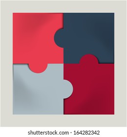 pink, red, blue and gray colored plastic puzzle infographic concept 