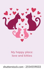 Pink and Red Cat Couple Valentine Illustrations