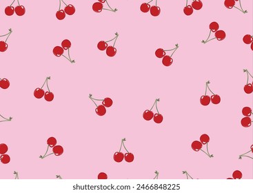 pink red cherry hand drawn desig vector cherry seamlss repeating