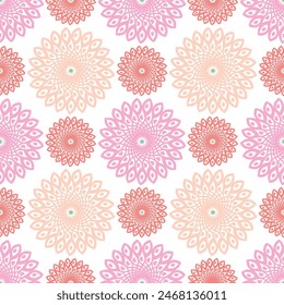 Pink and red color floral mandala folk ethnic seamless pattern. Flat floral motif texture for wallpaper, tile, carpet and textile.