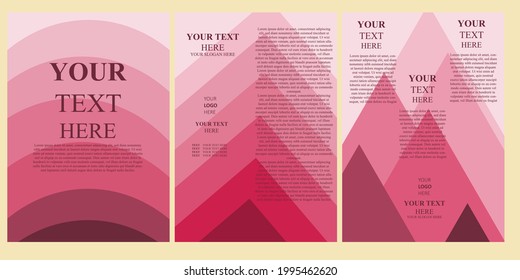 Pink  and red Color light simple vector 3 in 1 A4 size Highest Quality flyer design template, Magazine, concept Art Background, MS word, Business, booklet colorful style