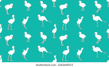 Pink red exotic flamingo birds species seamless pattern. Detailed feather drawing. Standing moving leaning postures. elegant flamingo birds family. Illustration depicting a flamingo 