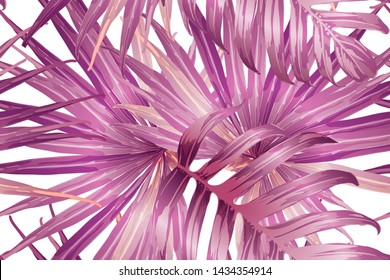Pink red exotic pattern. Monstera and hibiscus flowers tropical bouquet.  Saturated large floral swimwear print. Horizontal california natural texture design. Hypernatural botanic design.
