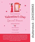 Pink and red flat illustration romantic valentine