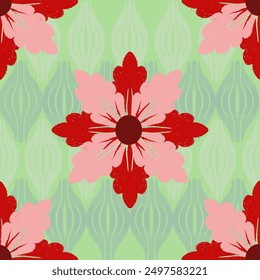 Pink and Red flower Gemetric Ethnic traditional seamless , Aztec, Tribal, Hmong, Native American Indian, Pattern design for wrap, carpet, decorative illustraion
