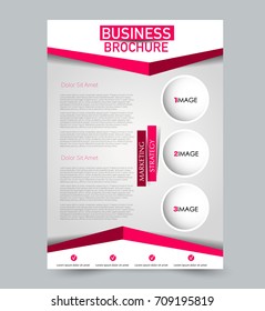 Pink and red flyer vector design template set. Business brochure. Annual report or magazine cover.