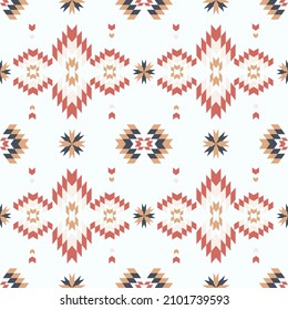 Pink and red geometric Aztec style. Mosaic on the tile.  African Moroccan pattern. Ethnic carpet. Majolica. Ancient interior. Asian rug. Tribal vector ornament. textile.