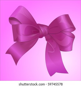 Pink Red gift silk ribbon bow, vector