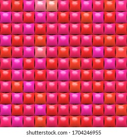 rosafarbene und rote Farbverlauf-Mosaikfliesen, Hintergrund. Quadratisches Muster mit geometrischem Design. 3D-Vektorillustration-Illustration.Nahtloses Muster. Folgen Sie anderen Mosaikmustern in meinen Sammlungen. 