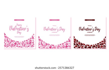 Pink and red heart bottom border Valentine's Day background set, perfect for romantic designs and projects