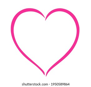 Pink red heart shape outline line stencil silhouette drawing.Clip art. Decor.Decoration.Wedding icon.Valentine's day.Card.Plotter cut.Laser cutting.Holidays.Gift.Passion.Love symbol.Frame.Tattoo sign.