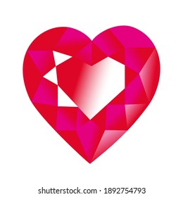 Realistic Red Faceted Ruby Stylized Heart Stock Vector (Royalty Free ...