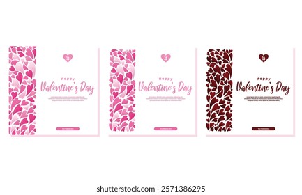 Pink and red heart side border Valentine's Day background set, ideal for romantic and creative designs