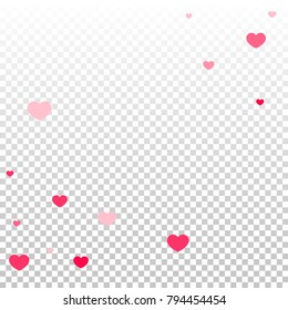 Pink Red Hearts Confetti Falling Background. Valentine's Day Pattern. Romantic Scattered Hearts Cute Texture. Love. Sweet Moment. Card, Banner, Posters, Flyers, Sales, Brochure, Wallpaper. Mother Day.
