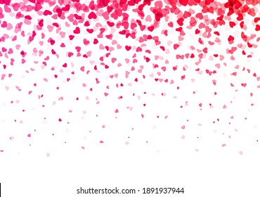 Pink and red hearts confetti pattern background. Valentine's Day. Card, poster template. Vector illustration.