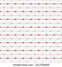Pink and red hearts cross over pattern pattern and background.
