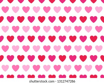 Pink and red hearts cute decorative pattern on white background