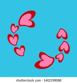 Pink Red Hearts Frame Line Background. Valentine's Day. Romantic Hearts Design Element. Love. Sweet Moment. Gift. Wedding. Anniversary, Birthday. Name day.