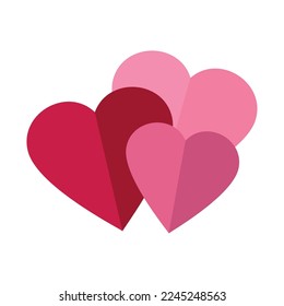 pink and red hearts isolated design