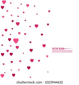 Pink and red hearts on a white background. Valentines Day vector isolated illustration.