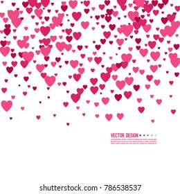 Pink and red hearts on a white background. Valentines Day vector isolated illustration.