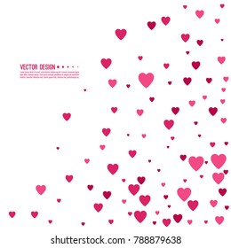 Pink and red hearts on a white background. Valentines Day vector isolated illustration.