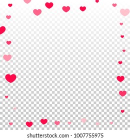 Pink Red Hearts Random Falling Background. Valentine's Day Pattern. Romantic Scattered Hearts Design Element. Love. Sweet Moment. Card, Banners, Posters, Flyers, Sales, Brochure, Wallpaper. Mother Day
