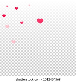 Pink Red Hearts Random Falling  Background. Valentine's Day Pattern. Romantic Scattered Hearts Design Element. Love. Sweet Moment. Cards, Banners, Posters, Flyers, Sales, Brochure, Wallpaper. Overlay.