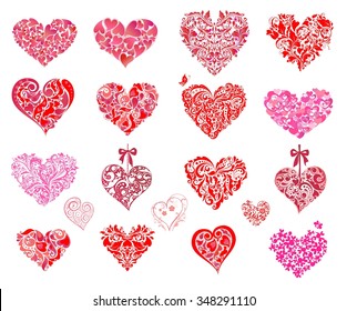 Corazón rosado y rojo. Establecer