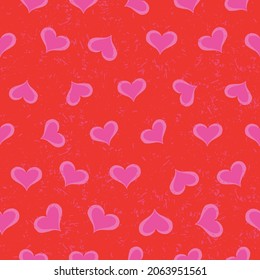 Pink and red hearts vector seamless repeat pattern