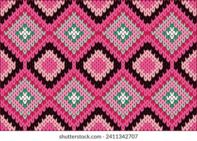 Pink and red Knit print.knitted pattern for valentine concept.
seamless pattern.Vector.sweater texture.geometric background. 