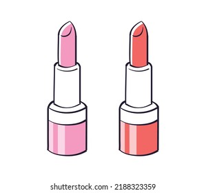 Pink and red lipstick isolated vector illustration