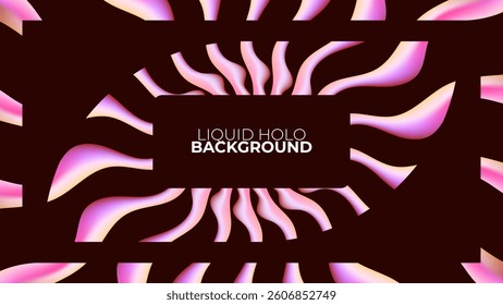 pink red liquid geometric swirl wave 3d vibrant holographic abstract background, blend of iridescent gradient colors trendy vector