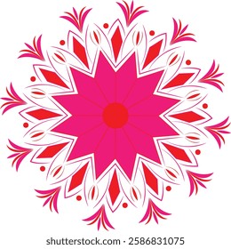 Pink and Red mandala design with white background