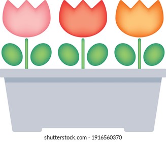 Tulipanes rosados, rojos y anaranjados