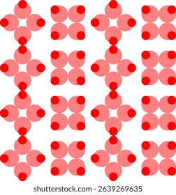pink and red overlap polka dots pattern, Red dot on white background, design for fabric printing as repeat pattern, pink red circle checkerboard