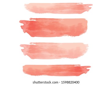 Pink - Red Paint Brushes isolated on white background. Vector Illustration of paint brush