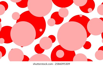 pink and red polka dots pattern, Red dot on white background, design for fabric printing as repeat pattern, pink red circle