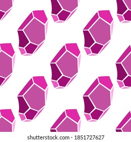 Pink Red Precious Stone Gem seamless pattern. 