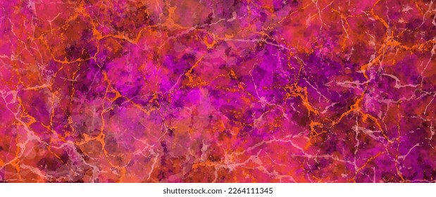 Pink, red and purple background with watercolor vector texture and gold craquelures for poster, cover design, banner, flyer, cards. Hand drawn grunge illustration for design. Luxury modern painting.	
