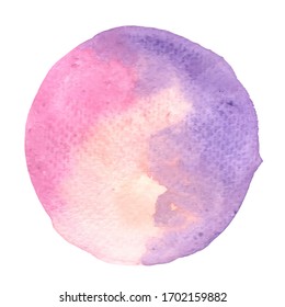Pink, red and purple watercolor hand painting banner outer of circle shape for decoration artwork.