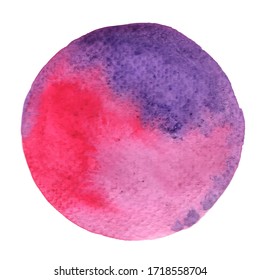 Pink, red and purple watercolor hand painting banner outer of circle shape for decoration artwork.