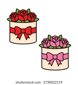Pink and Red Rose Round Bouquets with Bows