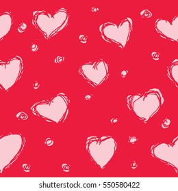 pink and red seamless hand drawing hearts pattern vector design