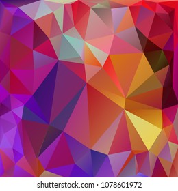 Pink, red square festive abstract background of triangles of blue, purple, red shades